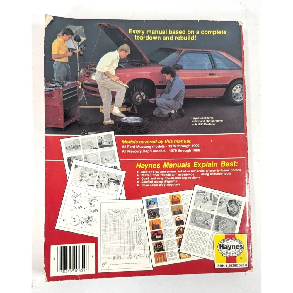 Haynes Repair Manual 654 Ford Mustang 1979-1992 Mercury Capri 1979-1986 Wiring